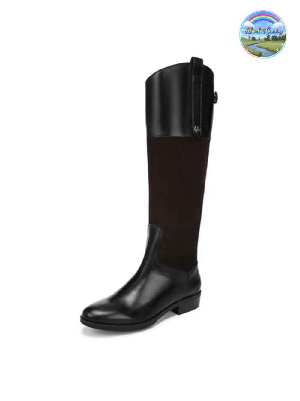Leather Equestrian Riding Boots Pull-On Zip Mid-Calf
